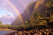 Double Rainbow, Kee Beach, Kauai, Hawaii   1600x